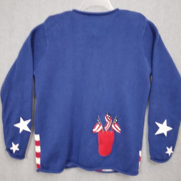 Quacker Factory | Patriotic Stars & Stripes Knit Cardigan Americana | Size M - Picture 4 of 7